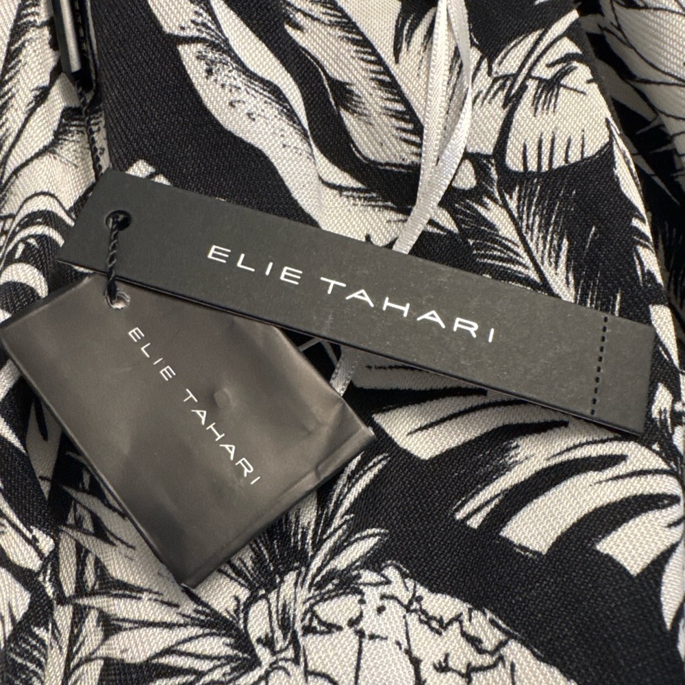 Elie Tahari One Shoulder Maxi Dress NWT Black Ivory Pineapple Tropical Size 6 - Picture 3 of 4
